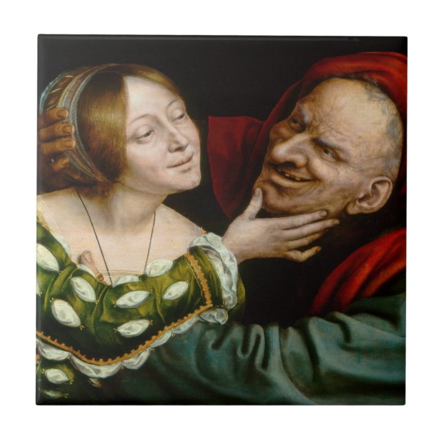 Azulejo De Cerâmica Quentin Matsys - Amantes Correspondentes (Frente)
