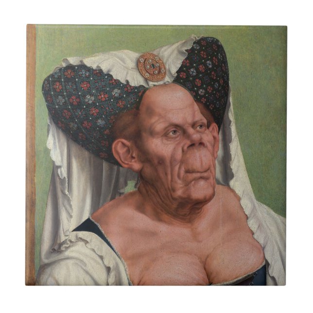Azulejo De Cerâmica Quentin Matsys - Uma Mulher Velha Grotesca (Frente)
