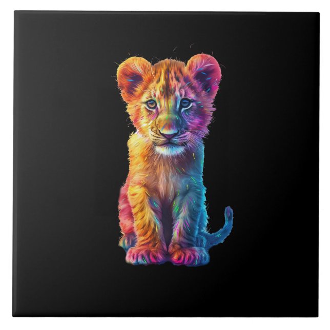 Azulejo De Cerâmica Querida, Big Cat Cub (Frente)
