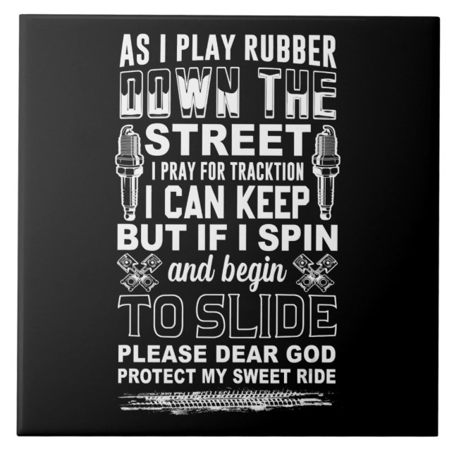 Azulejo De Cerâmica Querido Deus Proteja Meu Doce Presente De Biker (Frente)