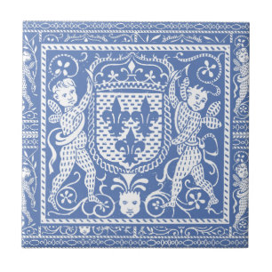 Azulejo De Cerâmica Querubins azuis e brancos do renascimento medieval