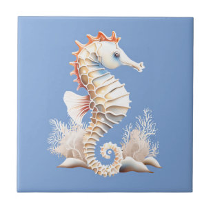 Azulejo De Cerâmica Quic náutica marinha azul-alaranjada-azul-marinho-