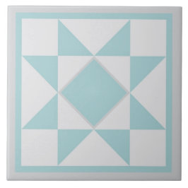 Azulejo De Cerâmica Quilt Trivet - Estrela do Sawtooth (azul/cinza)