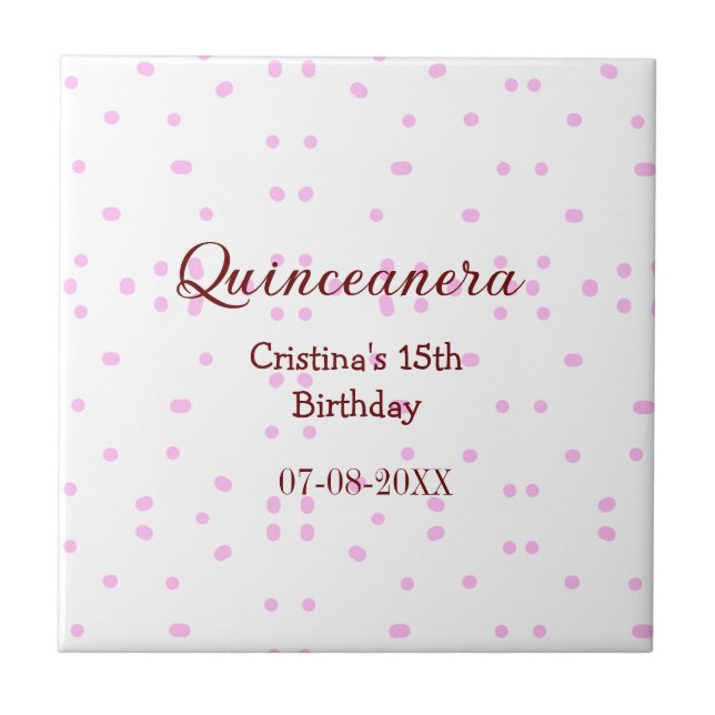 Azulejo De Cerâmica Quinceanera anos 15 de aniversário adicione nome p (Frente)