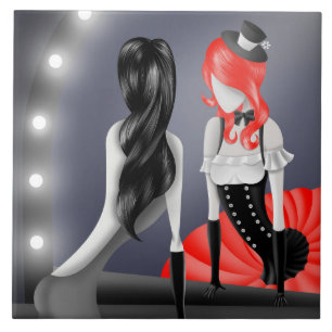 Azulejo De Cerâmica Quirky Ballerina & Dancer Refection Red