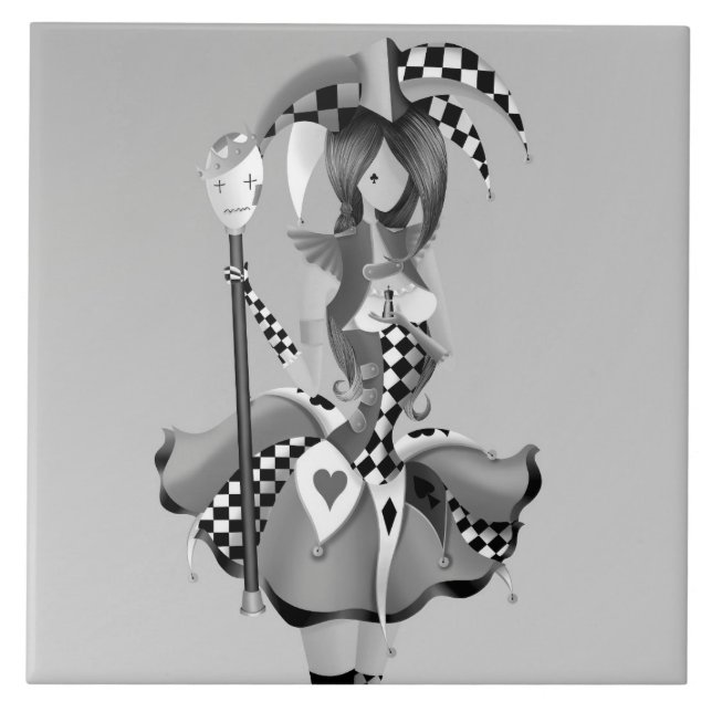 Azulejo De Cerâmica quirky jester e marionete King (Frente)
