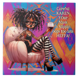 Azulejo De Cerâmica Quirky Lady Tattoo & Wine Karen Cerâmica Azulejo