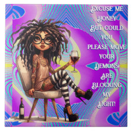 Azulejo De Cerâmica Quirky Lady Tattoos & Wine Light