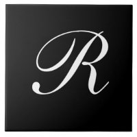 R Monograma Branco inicial em preto