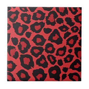 Azulejo De Cerâmica RAB Rockabilly Estampa de Leopardo Vermelho Preto