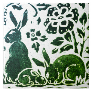 Azulejo De Cerâmica Rabbit Batik Moderno Floresta Azul