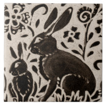 Rabbit Batik Woodland Animal Tan Cinza Castanha Fl