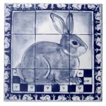 Rabbit Bunny Blue Vintage Arte Mural