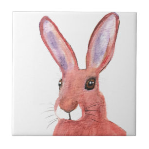 Azulejo De Cerâmica Rabbit Bunny Hare Floral Animais Selvagens