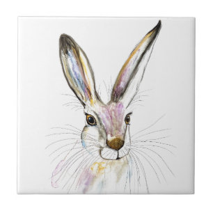 Azulejo De Cerâmica Rabbit Bunny Hare Floral Animal Selvagem Cute