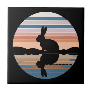 Azulejo De Cerâmica Rabbit Retro Sunset