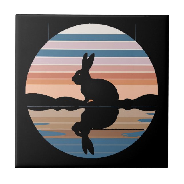 Azulejo De Cerâmica Rabbit Retro Sunset (Frente)