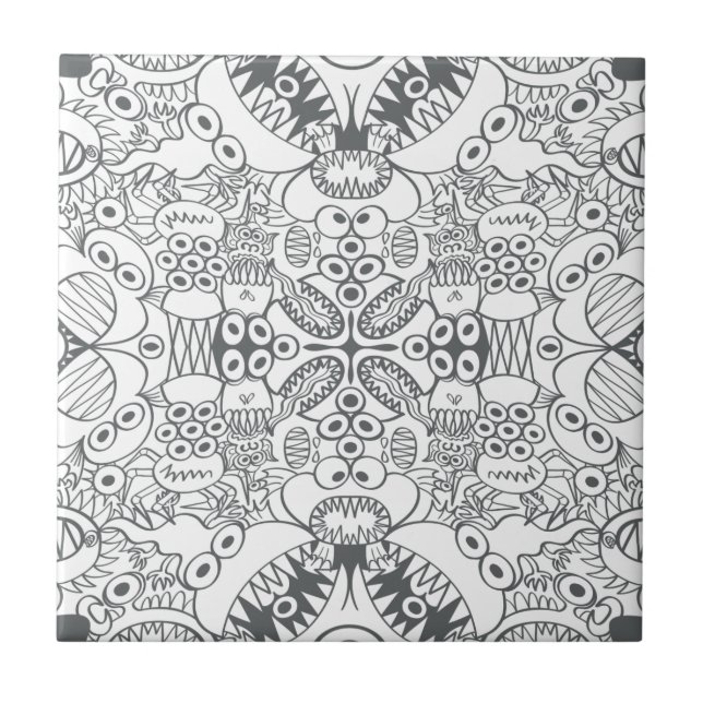 Azulejo De Cerâmica Rabiscos assustadores preparando um susto para voc (Frente)