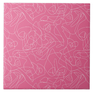 Azulejo De Cerâmica rabiscos brancos de abstrato em fundo rosa