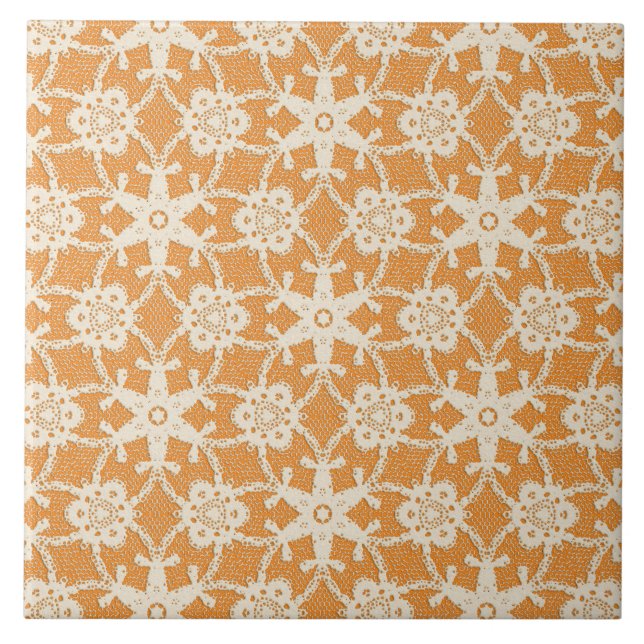 Azulejo De Cerâmica Raça antiga - laranja e creme (Frente)