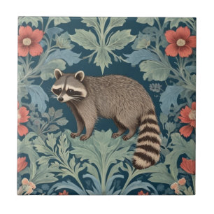 Azulejo De Cerâmica Raccoon William Morris Estilo à Esquerda Virado Fl