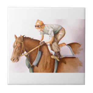 Azulejo De Cerâmica Race Horse e Jockey