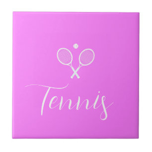Azulejo De Cerâmica Rackets de tênis e Ball Deep Pink