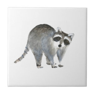 Azulejo De Cerâmica Racoon watercolor Animal Black Vintage