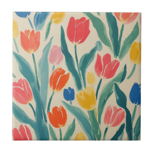 Azulejo De Cerâmica Radiância da Primavera das Tulipas