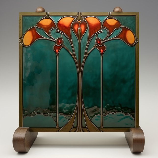 Azulejo De Cerâmica Radiant Amber Bloom (Criador carregado)