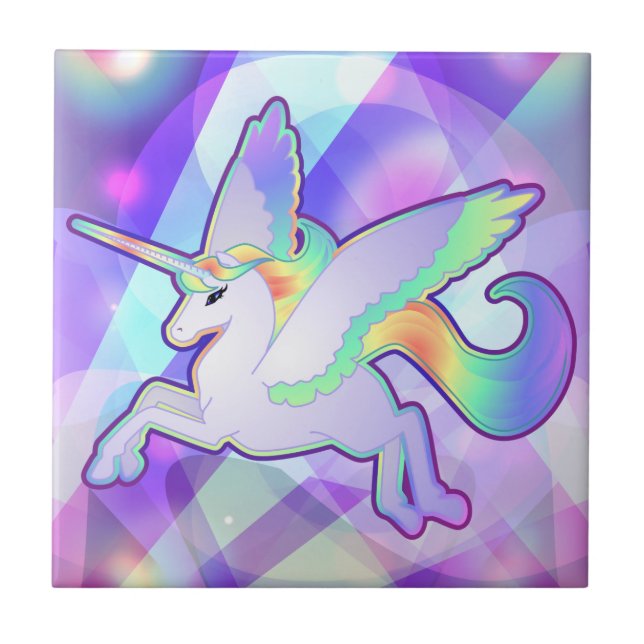 Azulejo De Cerâmica Rainbow Alicorn (Frente)