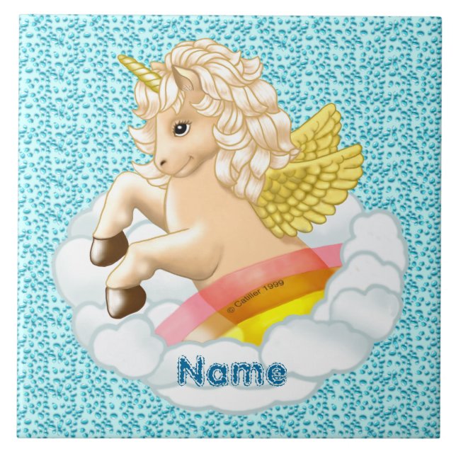 Azulejo De Cerâmica Rainbow Baby Unicorn (Frente)