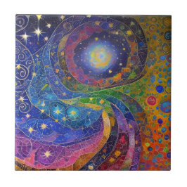 Azulejo De Cerâmica Rainbow Colorful Night Star Swirls Mosaico