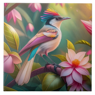 Azulejo De Cerâmica Rainbow crested Jay Fantasy Bird