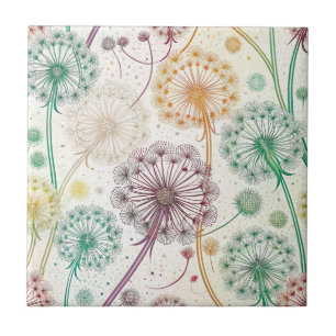 Azulejo De Cerâmica Rainbow Dandelion Breeze - Whimsical Floral