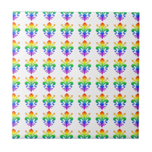 Azulejo De Cerâmica Rainbow Fleur-de-lis