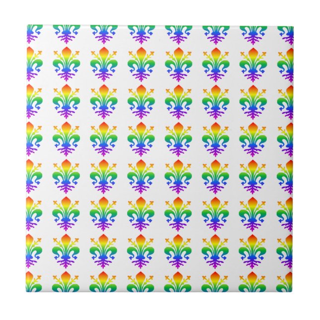 Azulejo De Cerâmica Rainbow Fleur-de-lis (Frente)
