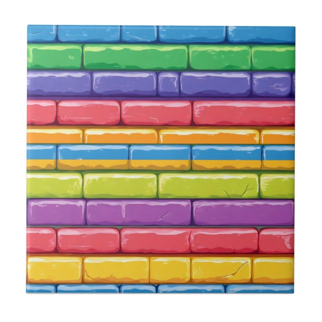 Azulejo De Cerâmica Rainbow Glossy Brick Patterno (Frente)