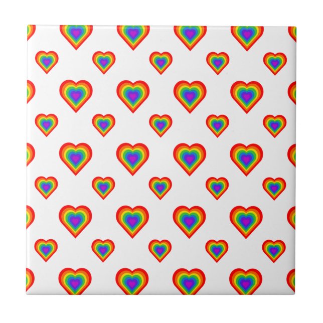 Azulejo De Cerâmica Rainbow Heart (Frente)