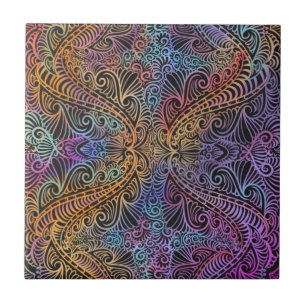 Azulejo De Cerâmica Rainbow Kaleidoscope Mandala