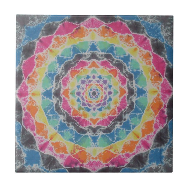 Azulejo De Cerâmica Rainbow Mandala Tie Dye PhatDyes (Frente)