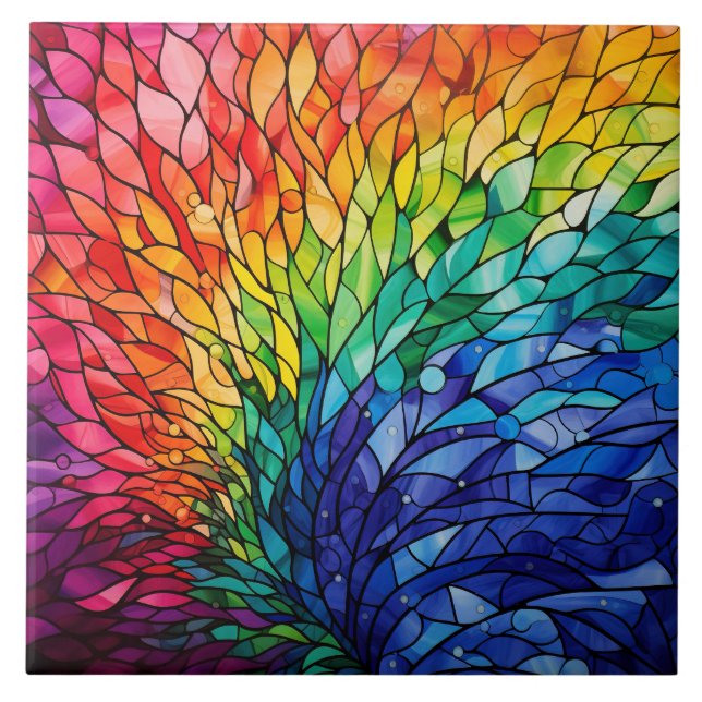 Azulejo De Cerâmica Rainbow Stained Glass  (Frente)