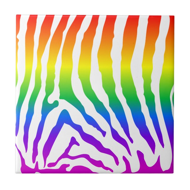 Azulejo De Cerâmica Rainbow Zebra Pattern (Frente)