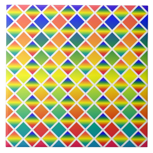 Azulejo De Cerâmica Rainbows escuros e leves (com verificação de diama (Frente)