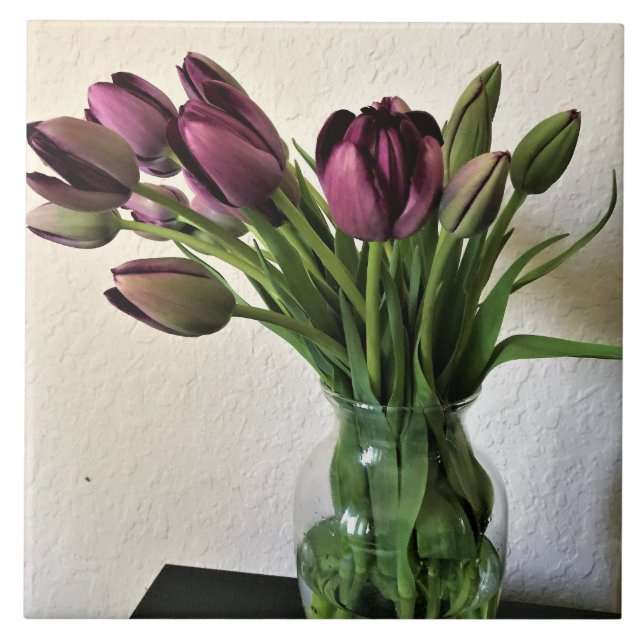 Azulejo De Cerâmica Rainha das Tulipas Noturnas (Frente)