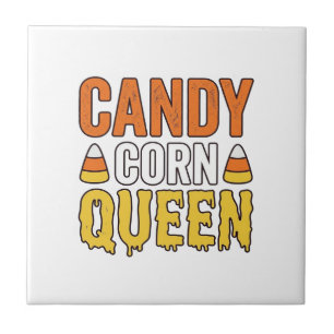 Azulejo De Cerâmica Rainha do Candy Corn Design de Camiseta de Hallowe