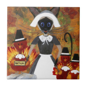 Azulejo De Cerâmica Rainha Siamese de Thanksgiving.jpg