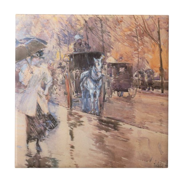 Azulejo De Cerâmica Rainy Day na Quinta Avenida (Nova Iorque) (Frente)