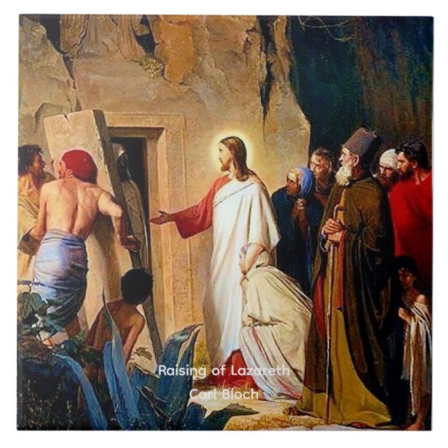 Azulejo De Cerâmica Raising de Lazarus, Carl Bloch, (Frente)