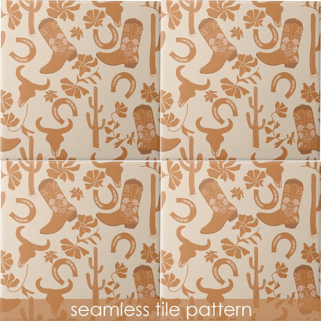 Azulejo De Cerâmica Raízes de Cowboy Russo do País Tonelado da Terra O (Rustic Western Earth Tone Country Cowboy Boots Ceramic Tile)